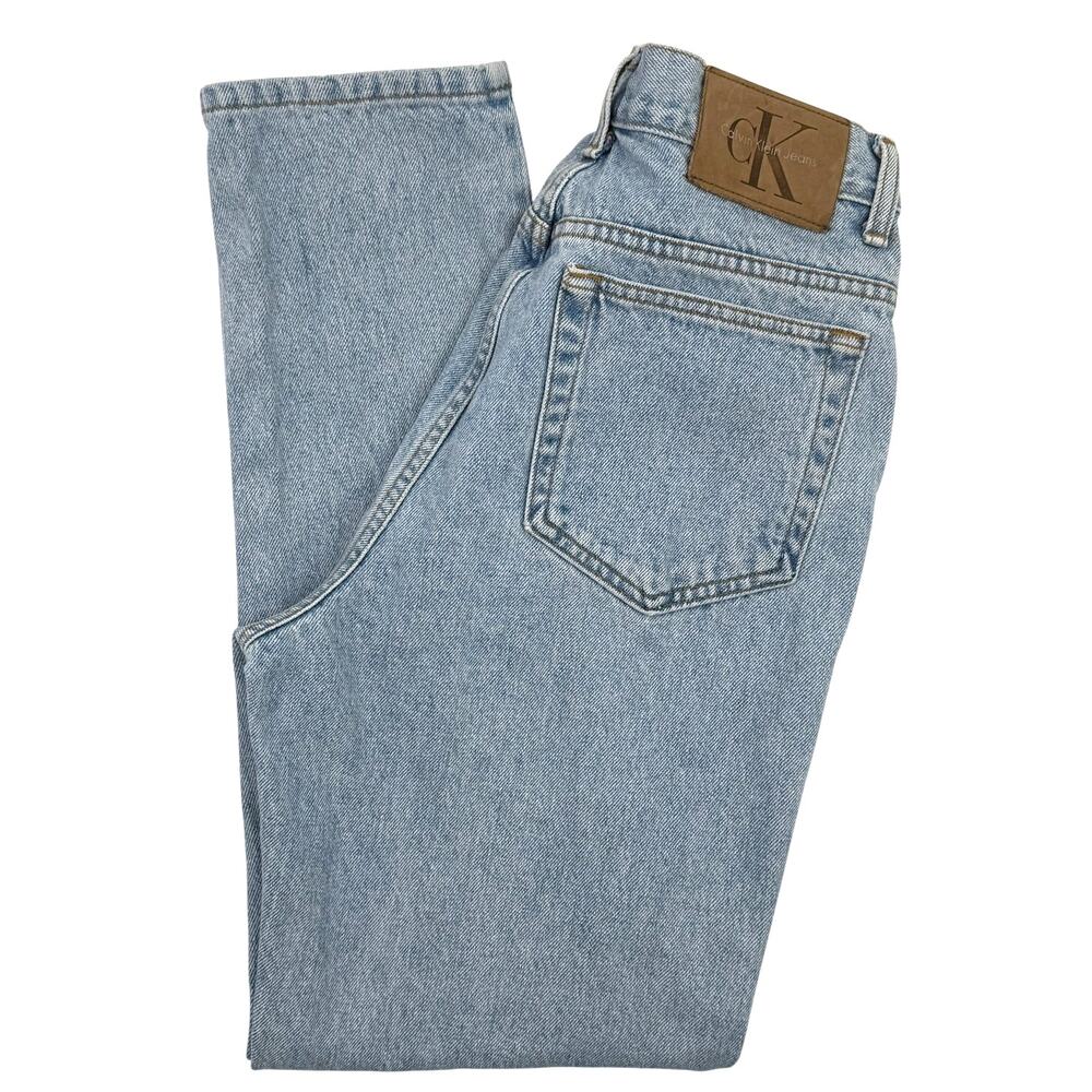 Vintage 90s Calvin Klein Tapered Leg Jeans Enzyme Wash Denim USA Made Size 10